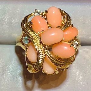 Vintage Angel Skin Pink Coral Ring